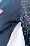 Cardigan noir ouvert à bordures de paillettes* seconde main - Soaked In Luxury- La Penderie du Paradis