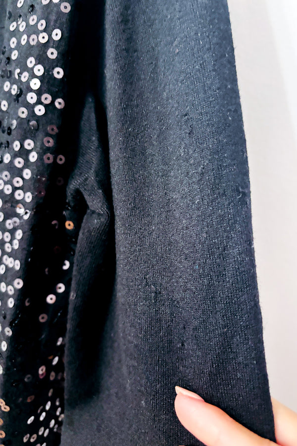 Cardigan noir ouvert à bordures de paillettes* seconde main - Soaked In Luxury- La Penderie du Paradis