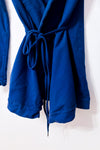 Cardigan bleu à col châle à nouer seconde main - Kitchen Orange- La Penderie du Paradis