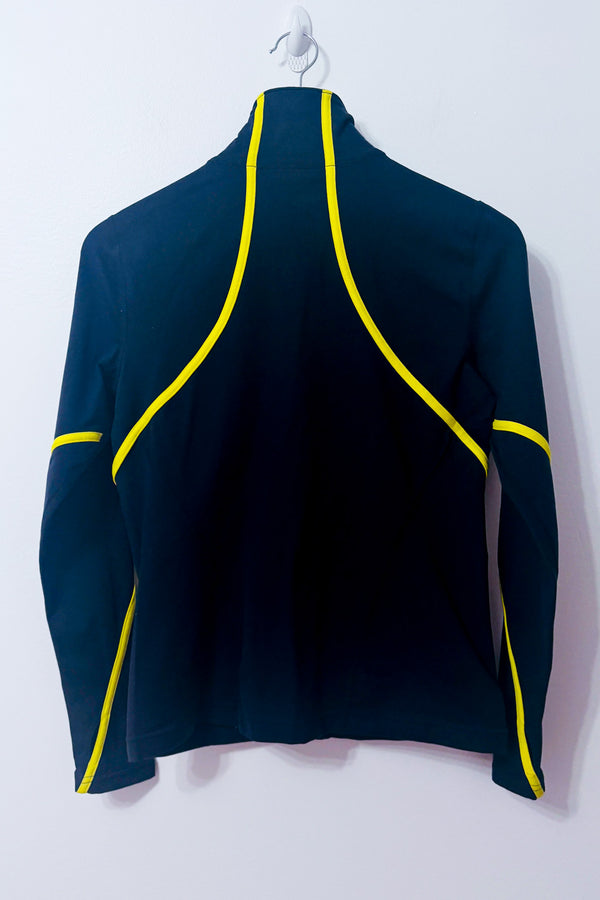 Veste de sport zippée marine à bandes jaunes* seconde main - GAP- La Penderie du Paradis