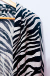 Cardigan ouvert noir et beige à motif zébré seconde main - I.N.C. International Concepts- La Penderie du Paradis
