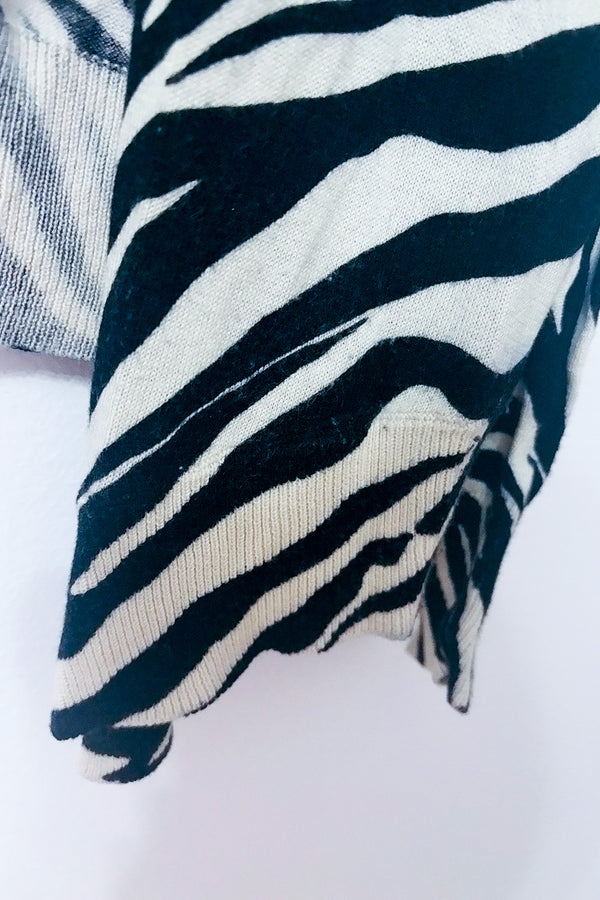 Cardigan ouvert noir et beige à motif zébré seconde main - I.N.C. International Concepts- La Penderie du Paradis