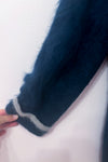 Cardigan long marine en laine angora à boutons* seconde main - Lady Monica- La Penderie du Paradis