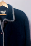 Cardigan long marine en laine angora à boutons* seconde main - Lady Monica- La Penderie du Paradis