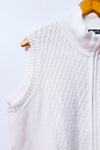 Veste en tricot blanche sans manches zippée seconde main - Moffi- La Penderie du Paradis