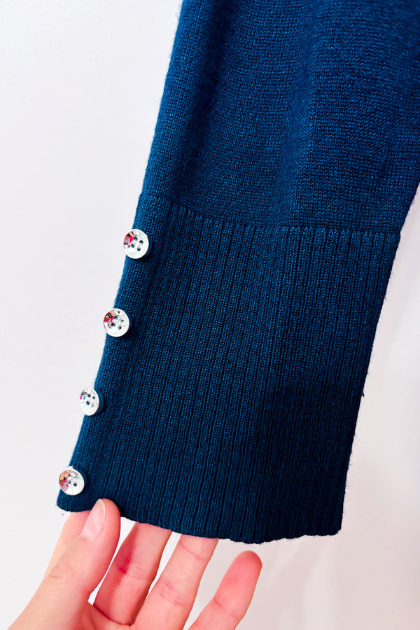 Cardigan ouvert émeraude en tricot seconde main - Verve Ami- La Penderie du Paradis