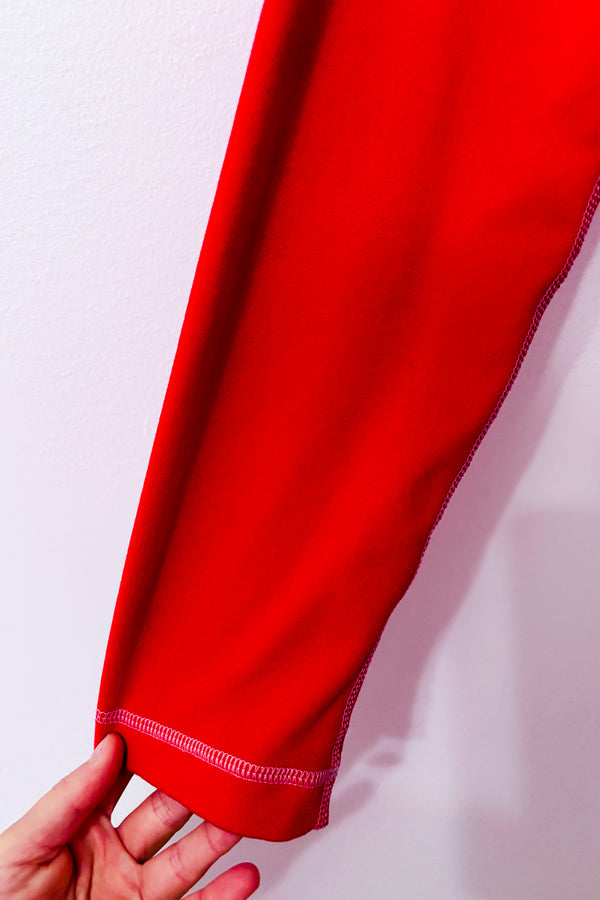 Veste de sport zippée rouge à coutures contrastantes seconde main - Adidas- La Penderie du Paradis