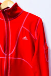 Veste de sport zippée rouge à coutures contrastantes seconde main - Adidas- La Penderie du Paradis