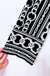Cardigan long ouvert noir et blanc à imprimé chaînes* seconde main - Joseph Ribkoff- La Penderie du Paradis