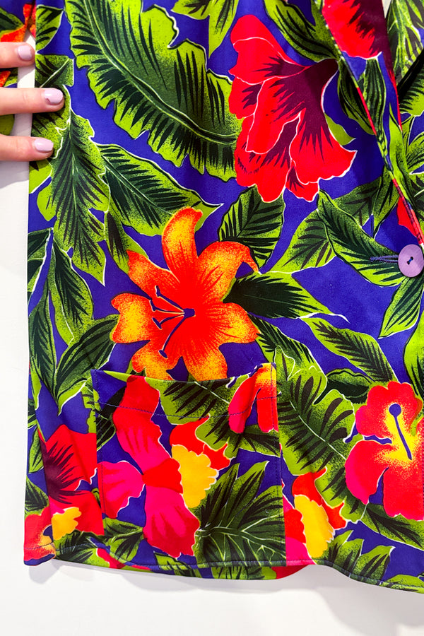 Veston bleu et vert fleuri (l) seconde main Tanjay