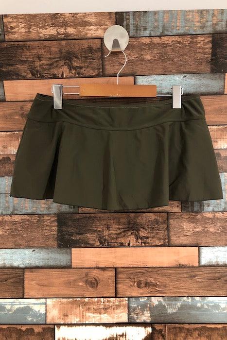 Bas de maillot de bain jupe-culotte kaki avec fleur (l) seconde main Lolë