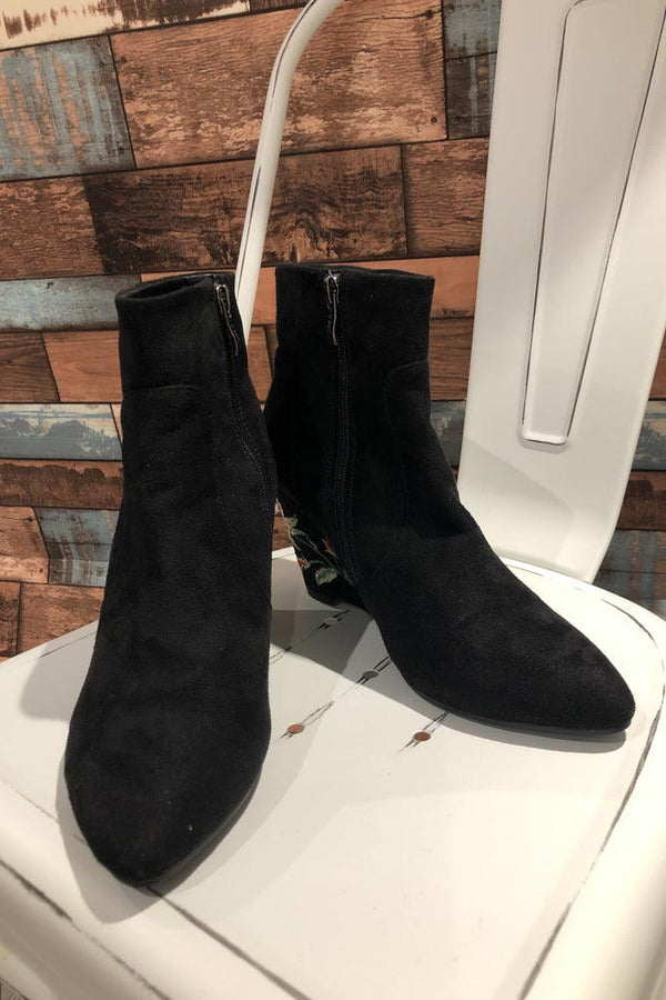 Bottes noires en suède avec fleurs (10) seconde main Bloom&Co