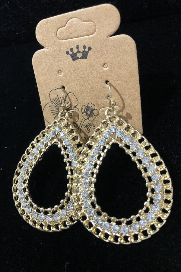Boucles d'oreilles pendentif goute or avec diamants seconde main Autres