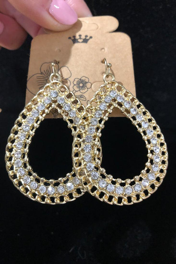 Boucles d'oreilles pendentif goute or avec diamants seconde main Autres