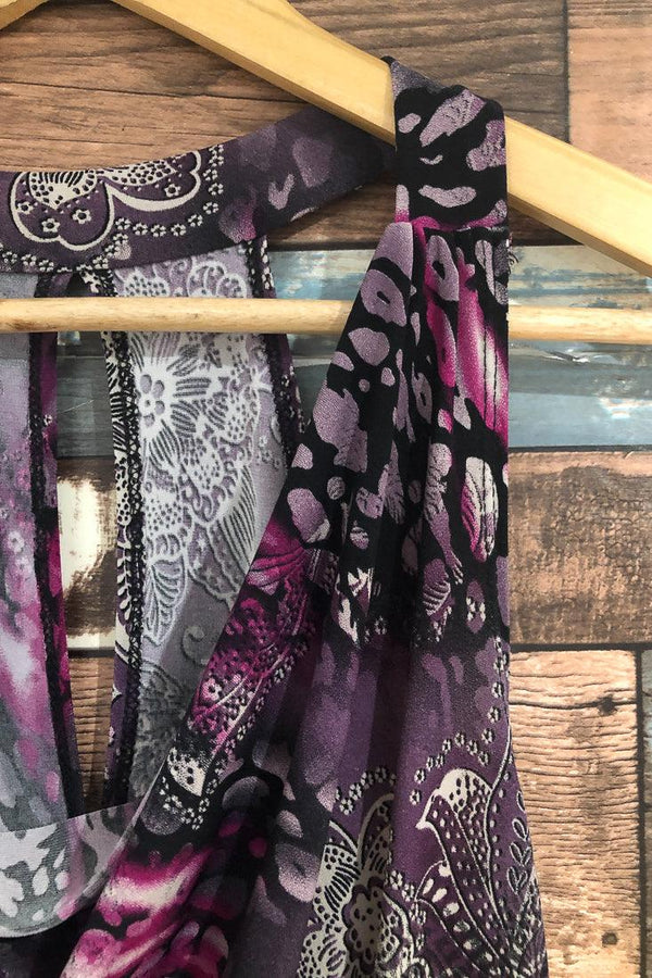 Camisole fluide mauve fleurie bande élastique à la taille (s) seconde main RIPE