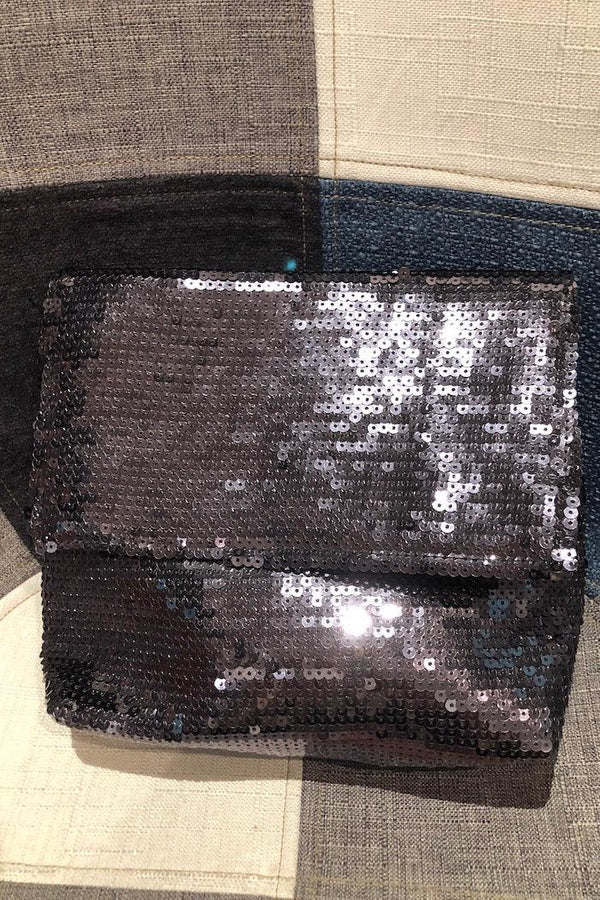 Clutch à paillettes argent seconde main Autres