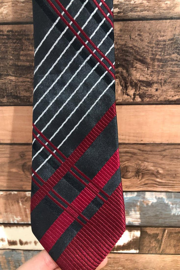 Cravate rouge et grise à carreaux - Homme seconde main Shoot