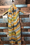 Foulard rayé jaune orange et gris seconde main Autres