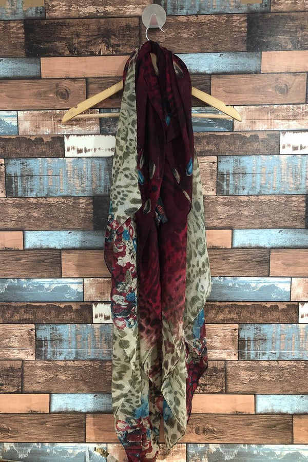 Foulard rouge et bleu motif animal seconde main Di Firenze