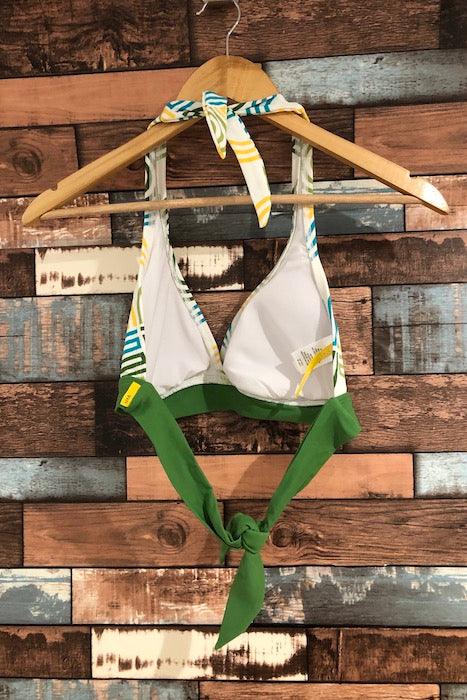 Haut de maillot de bain motif logo vert jaune et bleu (l) seconde main Lolë