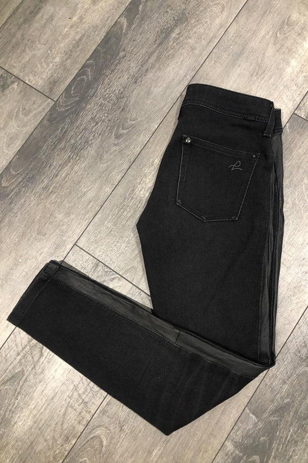 Jeans noir avec bande en cuir (xs) seconde main DL1961