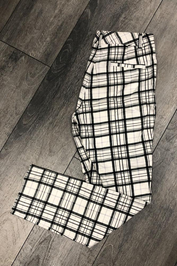 Pantalon ajusté blanc à carreaux (xs) seconde main Jacob