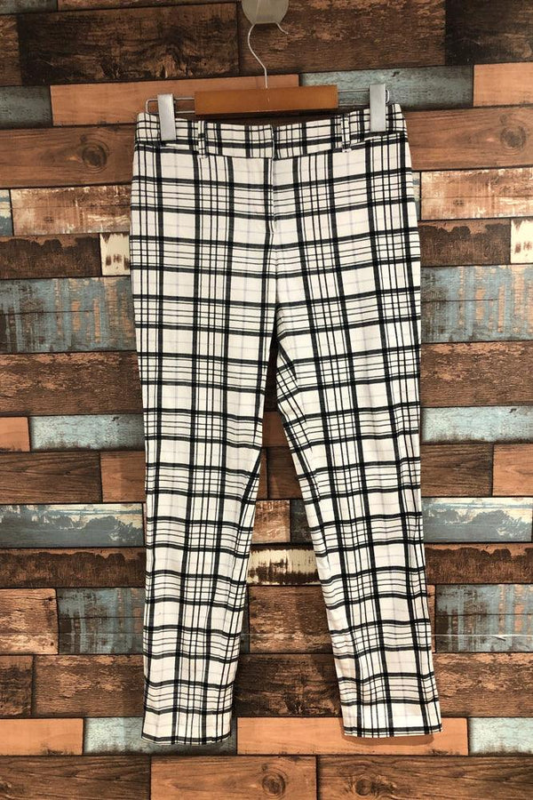 Pantalon ajusté blanc à carreaux (xs) seconde main Jacob