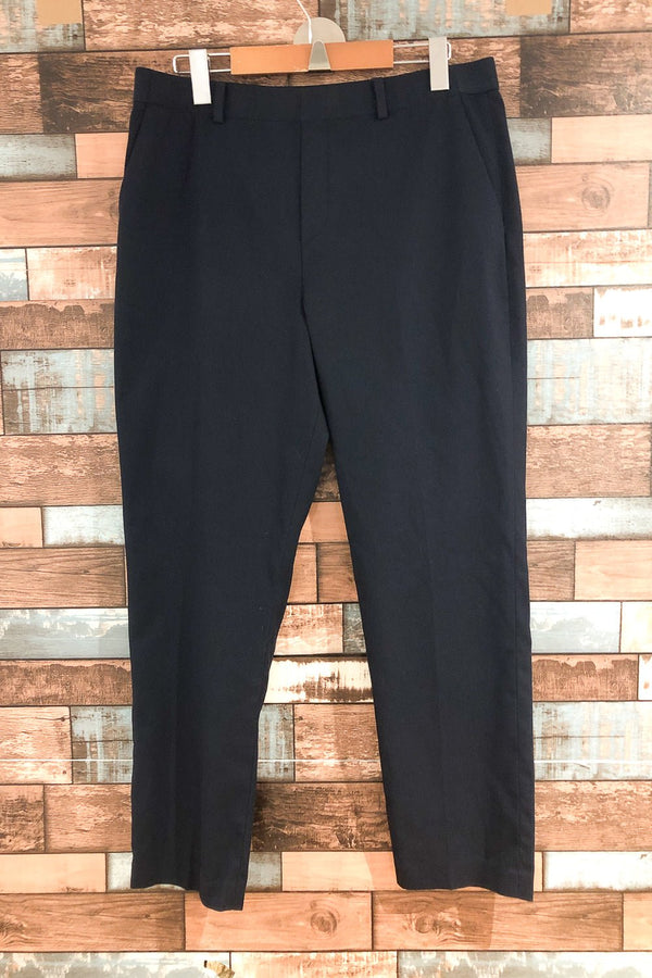 Pantalon marine jambe droite taille élastique (l) seconde main Uniqlo
