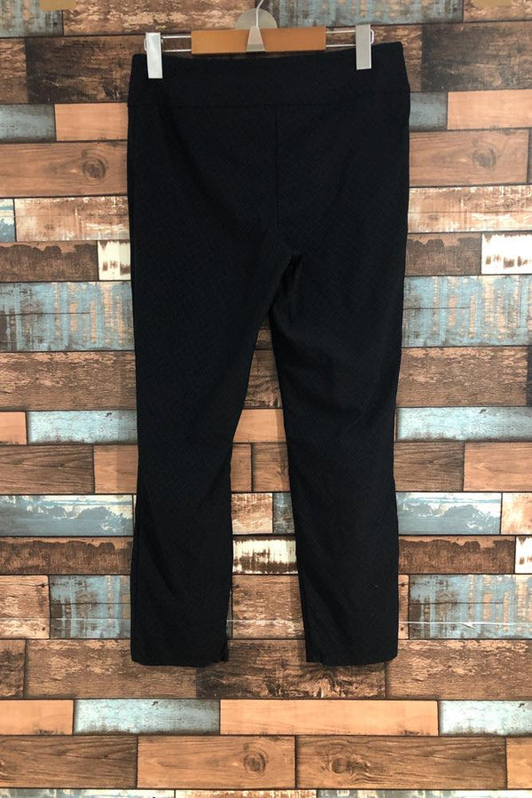 Pantalon noir jambe droite avec petits motifs (m) seconde main S.C. & co