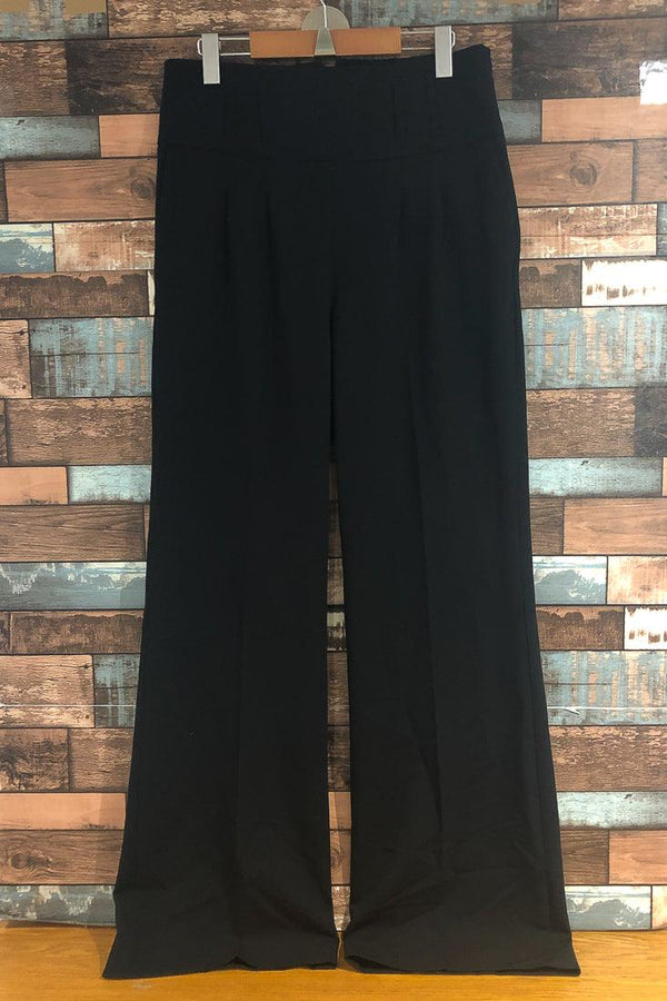 Pantalon noir taille haute jambe évasée extra long (m) seconde main Dalia