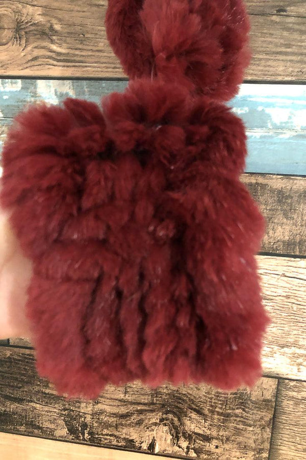 Poignet bourgogne en fourrure véritable seconde main Tom & Eva