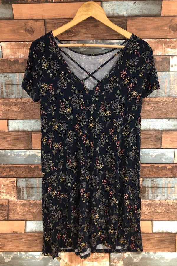 Robe d'été fluide fleurie marine (xs) seconde main George