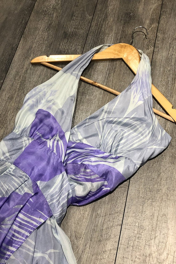 Robe légère cache-coeur mauve fleurie (s) seconde main Nougat London