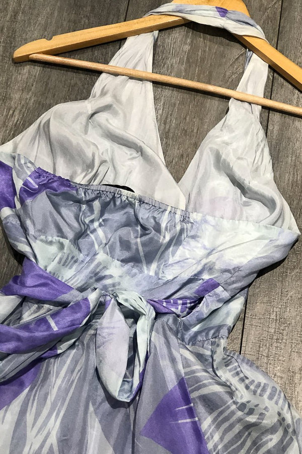 Robe légère cache-coeur mauve fleurie (s) seconde main Nougat London