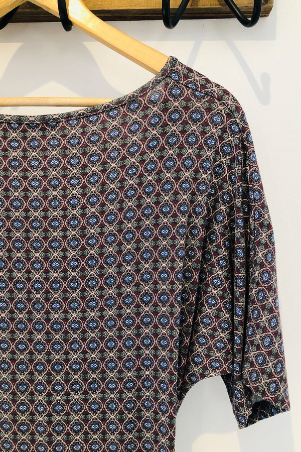 Robe maxi bleue et mauve avec motifs (l) seconde main Fay With Love