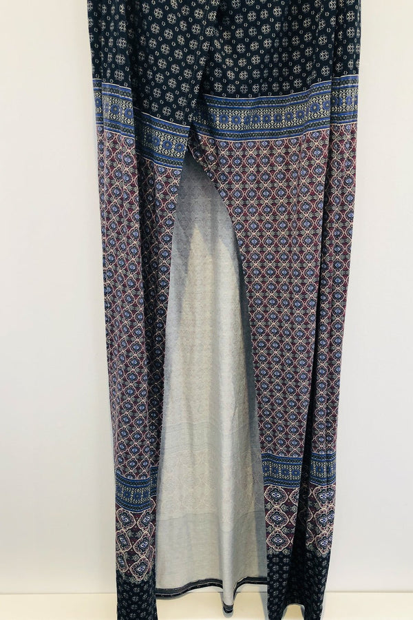 Robe maxi bleue et mauve avec motifs (l) seconde main Fay With Love