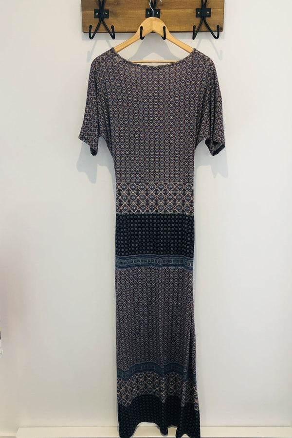 Robe maxi bleue et mauve avec motifs (l) seconde main Fay With Love