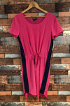Robe rose avec bandes marine (m) seconde main DKNY