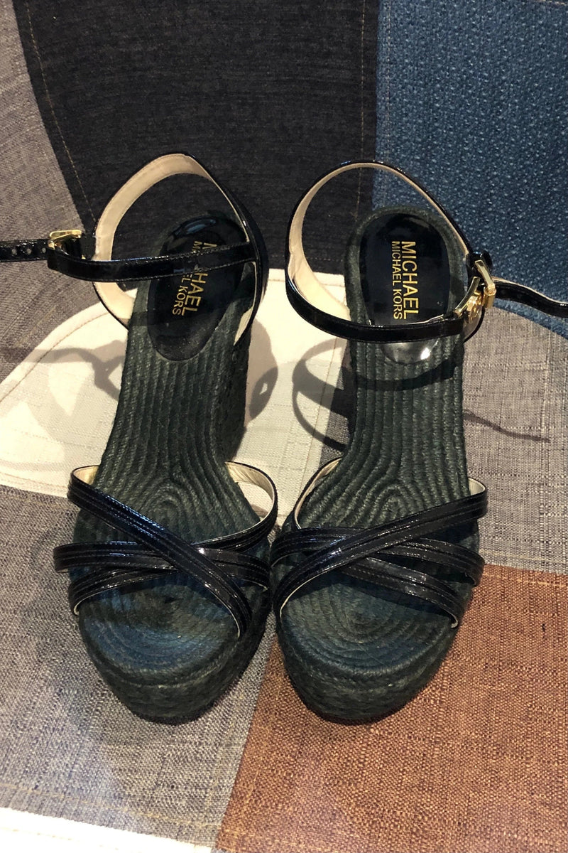 Sandales noires avec talon compens 6.5 Michael Kors Friperie
