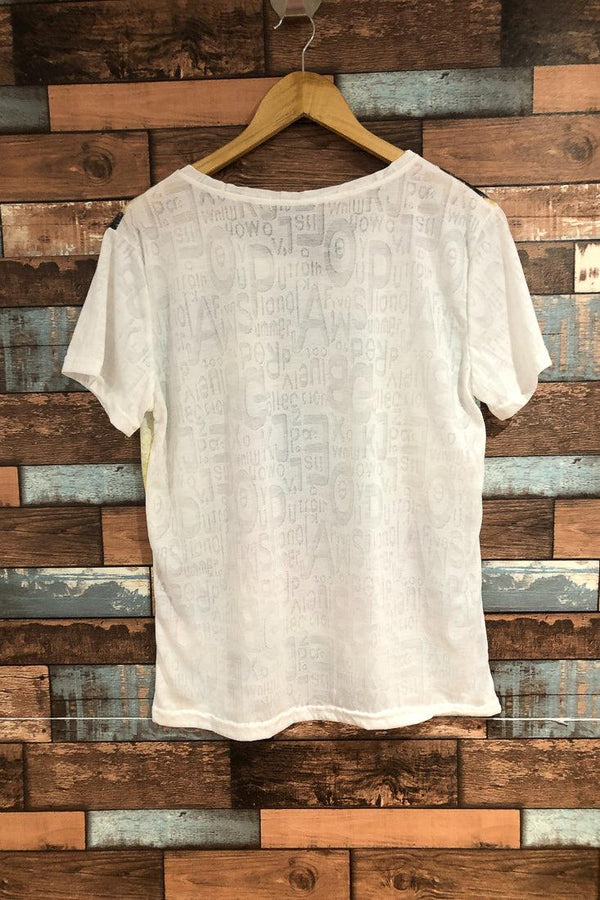 T-shirt blanc fleuri (m/l) seconde main Besca