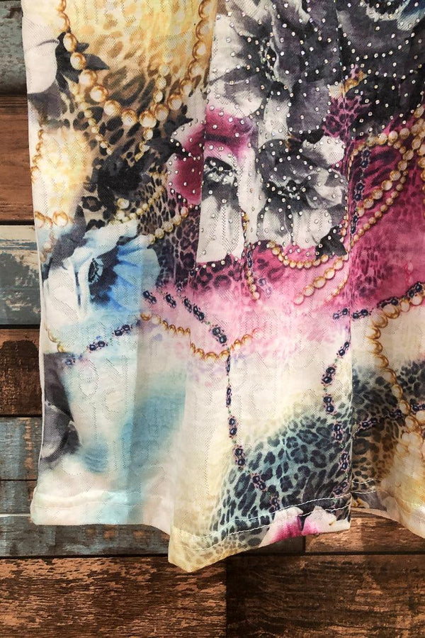 T-shirt blanc fleuri (m/l) seconde main Besca