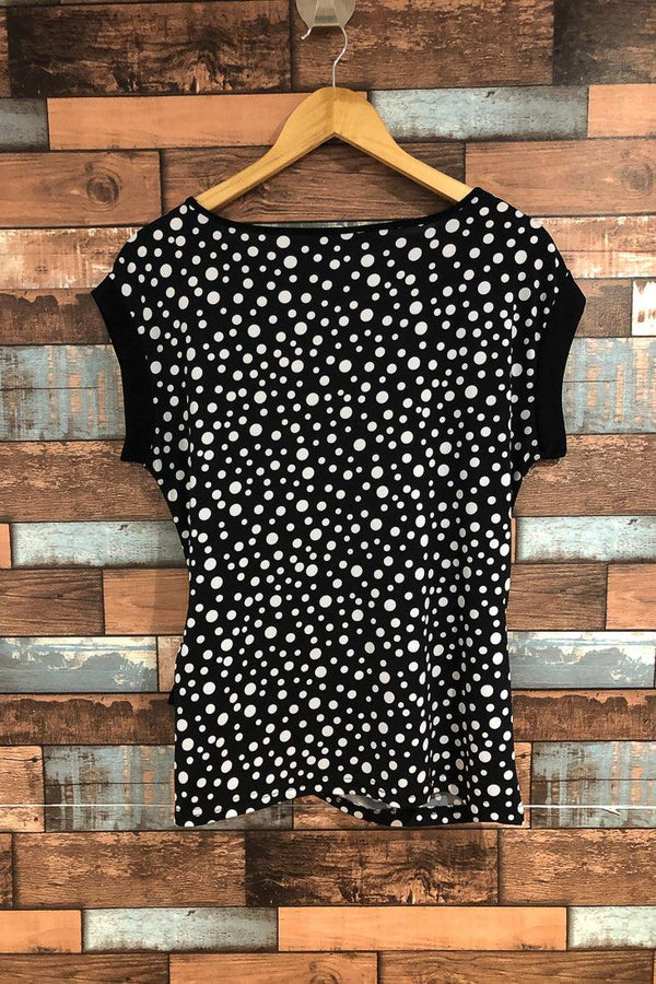 T-shirt fluide noir à pois avec noeud (m) seconde main Reitmans