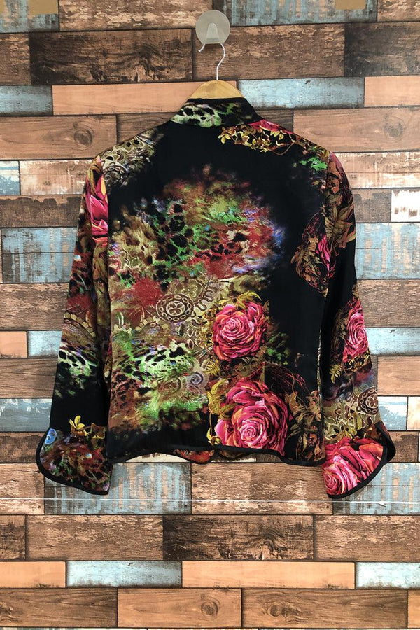Veston noir motif fleurs (m) seconde main Cartise