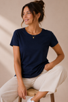 T-shirt basique marine seconde main - Liz Claiborne- La Penderie du Paradis