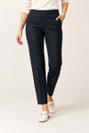 Pantalon noir à carreaux ton sur ton à enfiler seconde main - S.C. & Co- La Penderie du Paradis