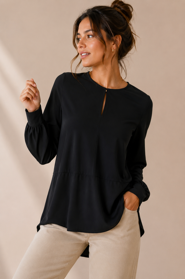 Haut ample noir à manches longues* seconde main - Ralph Lauren- La Penderie du Paradis