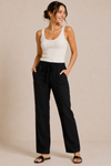 Pantalon noir en lin à taille élastique seconde main - Joe Fresh- La Penderie du Paradis
