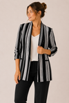 Veston ouvert rayé noir et blanc seconde main - ONE5ONE- La Penderie du Paradis