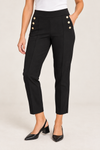Pantalon noir extensible à boutons dorés* seconde main - Linea Domani- La Penderie du Paradis