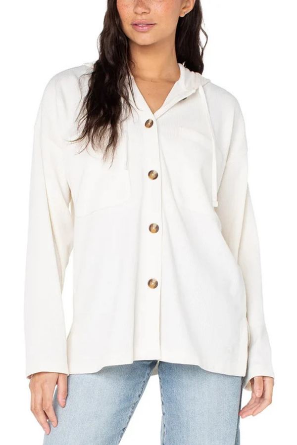 Cardigan gaufré blanc cassé à capuchon* seconde main - Roxy- La Penderie du Paradis